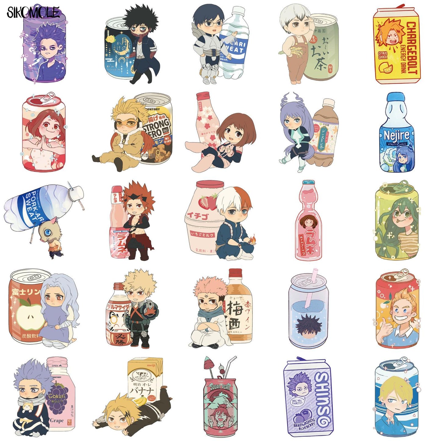 10/30/50PCS Mix Anime Drinks Characters Stickers Cartoon Beverage Bottle DIY Toy Guitar Motor Luggage Decals Graffiti Sticker F5