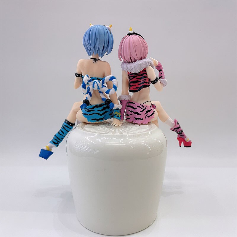 16CM Rem Ram Figure Anime RE: Zero-Starting Life in Another World Sexy Leopard Print Clothes Model Dolls Toy Girls Gift Collect