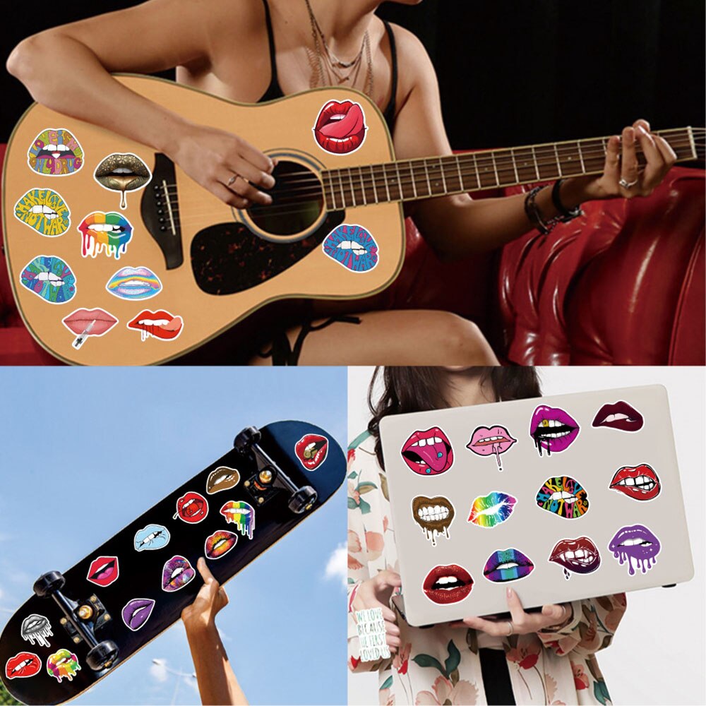 10/30/50PCS Sexy Lips Stickers Aesthetic Graffiti Decals DIY Laptop Notebook Phone Suitcase Cartoon PVC Sticker Classic Toy Gift