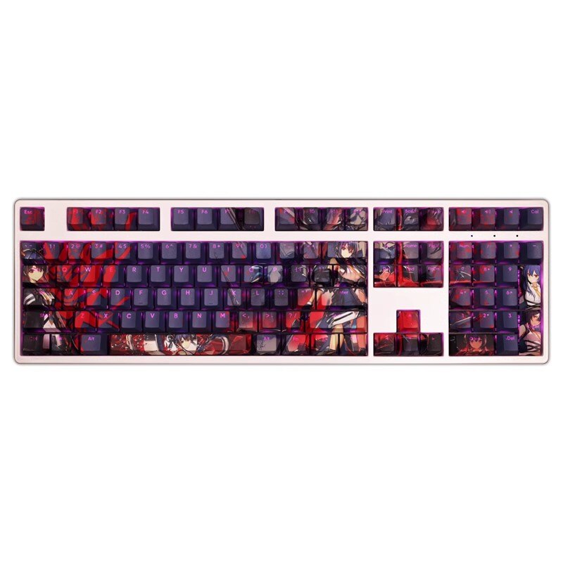 1 Set Arknights Ch'en Sir PBT Dye Subbed Backlit Keycaps Cartoon Anime Game Key Caps For 61 87 104 108 Layout Cherry Profile