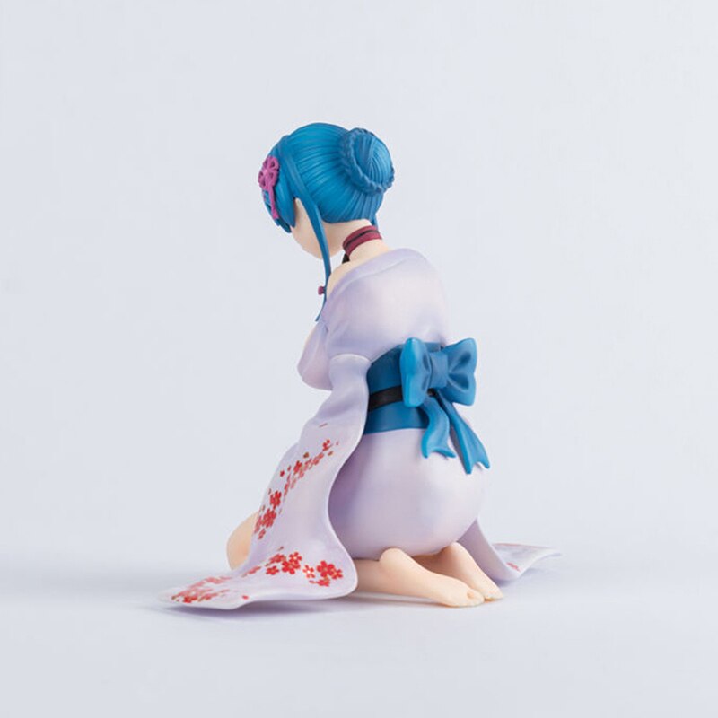 12cm Anime Re:Life In A Different World From Zero Action Figure Yukata Kimono Rem Kneeling Sexy Girl Collection Model Toys Gift