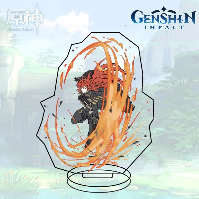 Hot Game Figure Genshin Impact Zhongli Diluc Venti Acrylic Stand Model Plate Desk Decor Standing Sign Klee Keqing Qiqi Fans Gift