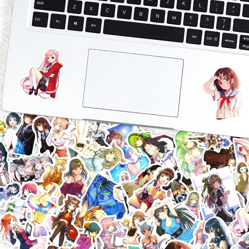 50PCS Kawaii Sexy Anime Female Characters Stickers | for Car Guitar Luggage Suitcase DIY Classic Toy Decal Graffiti Sticker