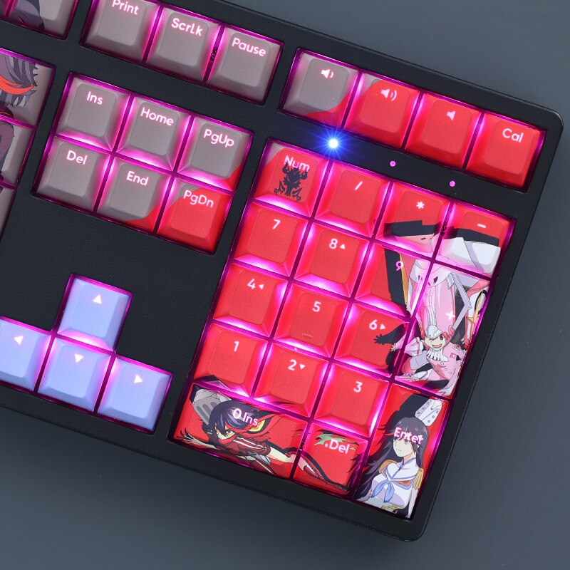 108 Keys/set KILL la KILL Keycap PBT Dye Subbed Backlit Keycaps Cartoon Anime Gaming Key Caps For ANSI 61 87 104 108 Layouts