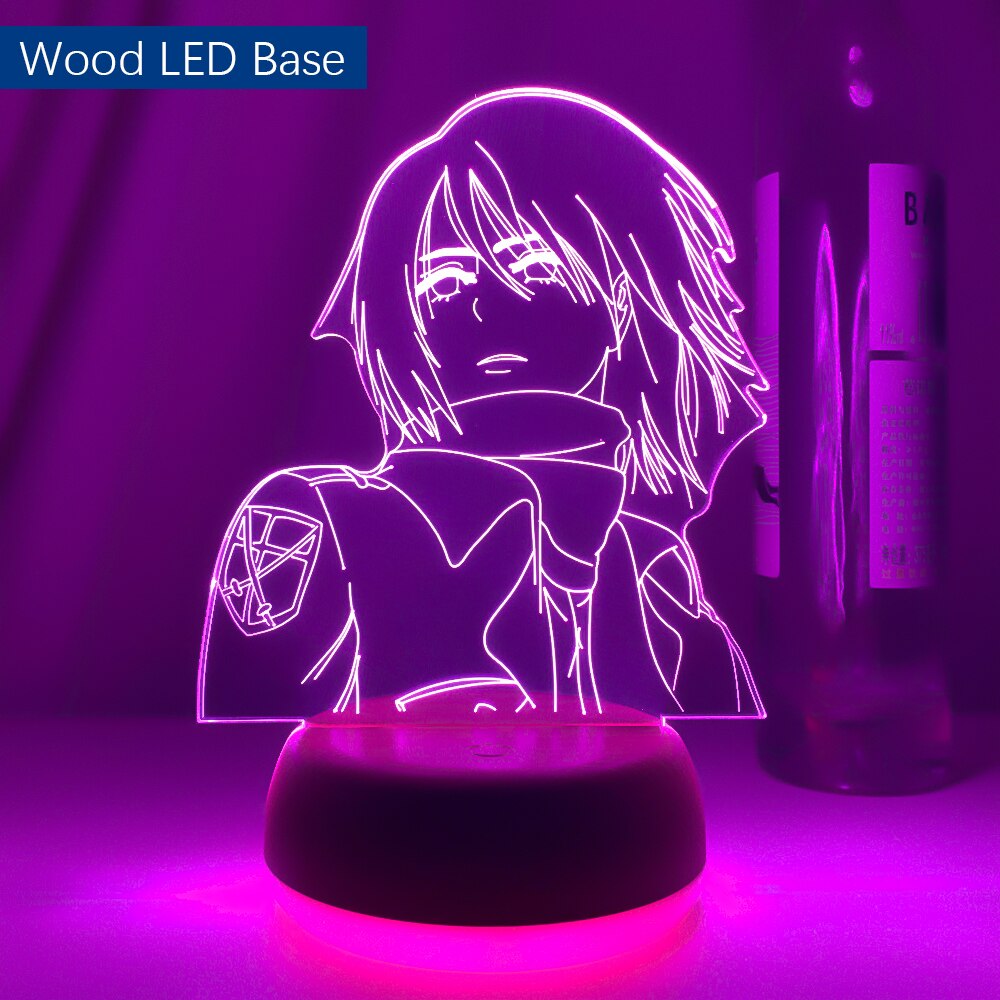 New Led Night Light Anime Attack on Titan Mikasa Ackerman Lamp for Room Decor Light Cool Birthday Gift Bedside Desk Lamp Battery