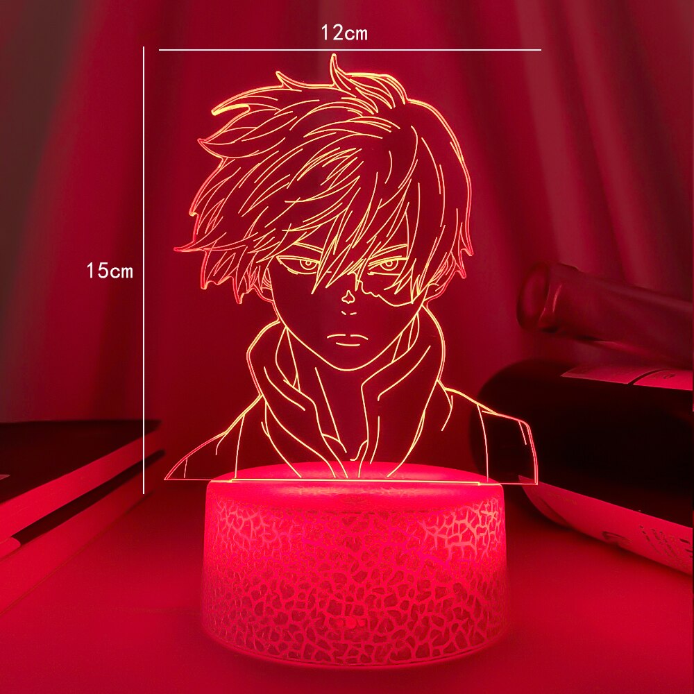 Anime My Hero Academia Shoto Todoroki Face Design Led Night Light Lamp for Kids Child Boys Bedroom Decor Acrylic Table Lamp Gift