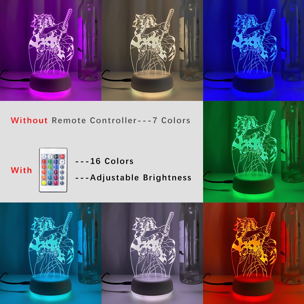 Anime Led Light Kimetsu No Yaiba Kokushibo for Bedroom Decoration Night Light Gift Manga 3d Lamp Demon Slayer Room Decor