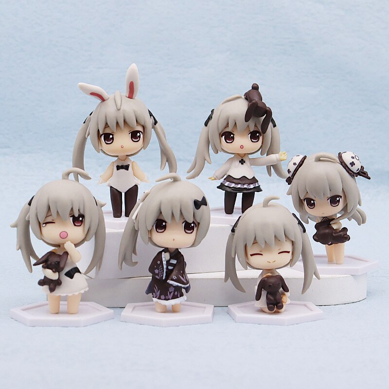 6Pcs Anime Yosuga No Sora Action Figure Kasugano Sora Q Ver Kawaii Girl Kasugano Dome Doll PVC Collectible Model Toy Gift