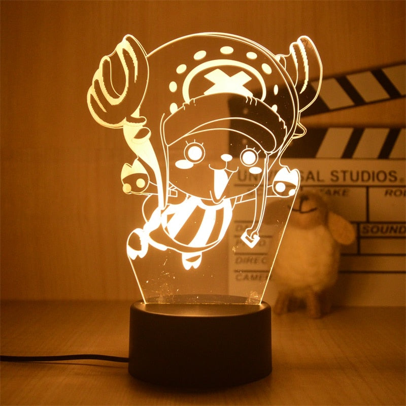 Anime One Piece Luffy Figure 3D Illusion LED Night Light Nightlight Touch Flash Light Desk Model Figure Toys