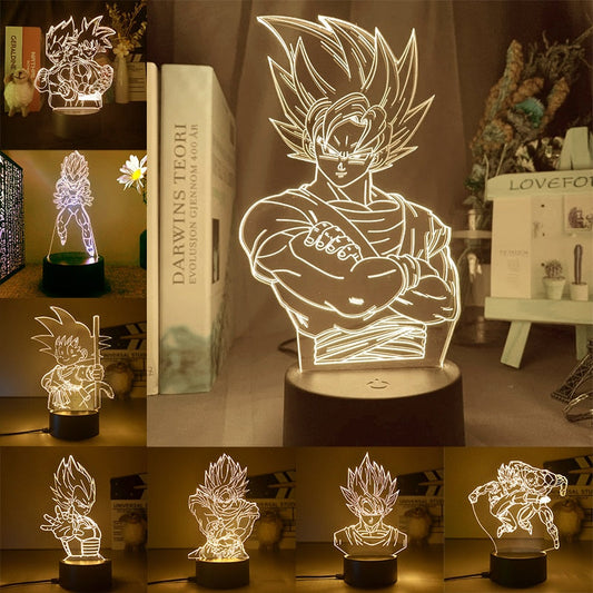 Dragon Ball Z Figure LED Night Light Vegeta Super Saiyan 3D Lamp Figure Goku Jiren Broly Warm white Table Lamp Toys Gifts