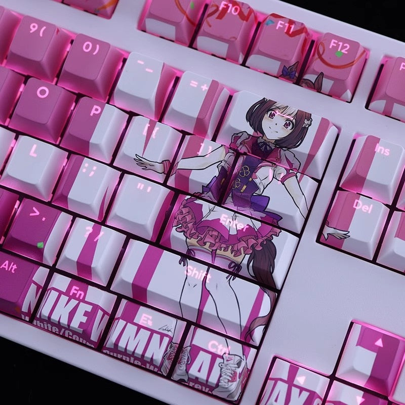 108 Keys/set Pretty Derby Special Week Keycap PBT Dye Subbed Backlit Keycaps Anime Gaming Key Caps For ANSI 61 87 104 108 Layout