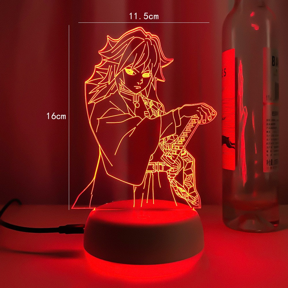 Led Light Anime Demon Slayer Giyu Tomioka for Child Bedroom Decor Lighting Birthday Gift Manga 3d Night Lamp Kimetsu No Yaiba