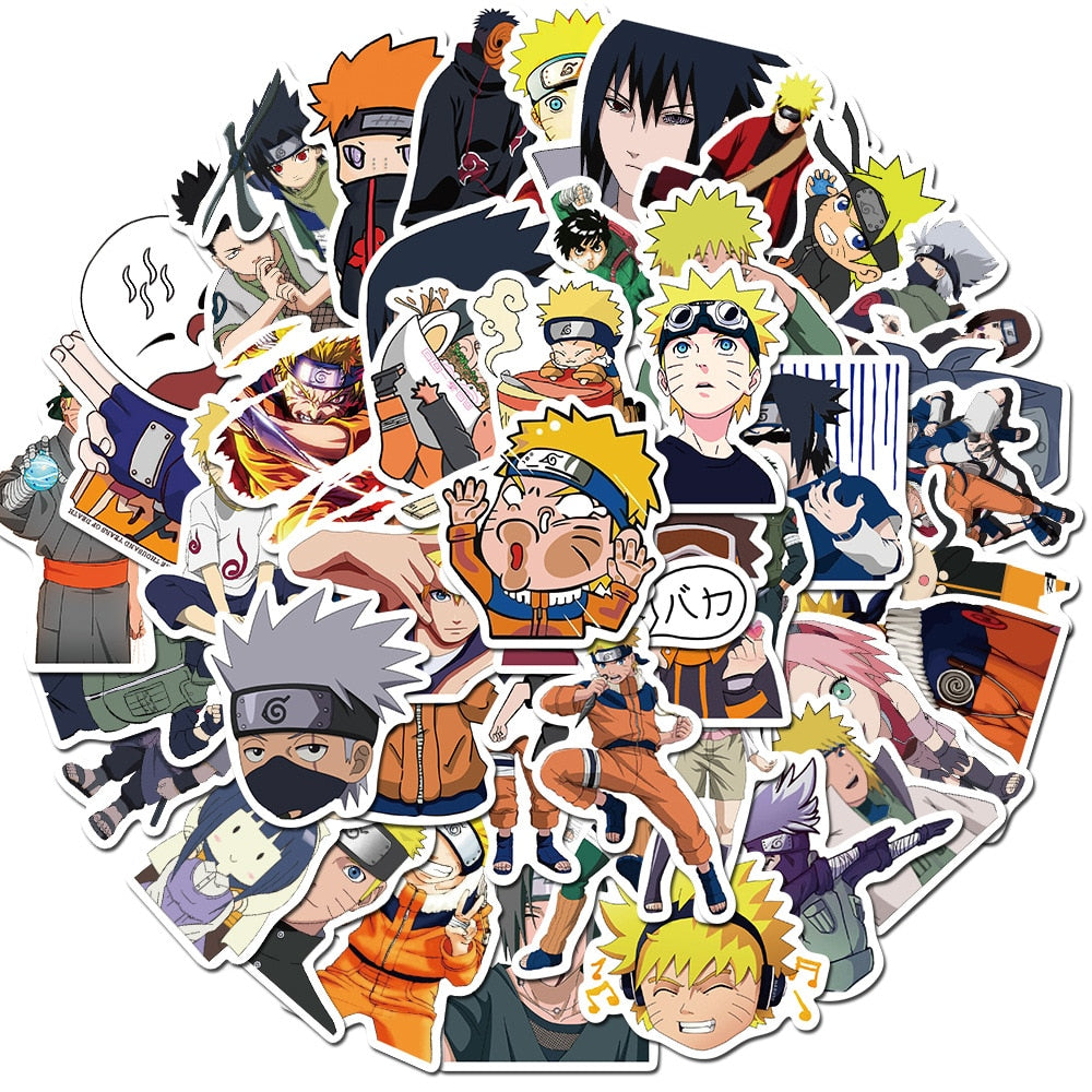 100Pcs Naruto Stickers Uzumaki Naruto Kakashi Uchiha Sasuke Itachi Kawaii Cartoon Waterproof Stiker