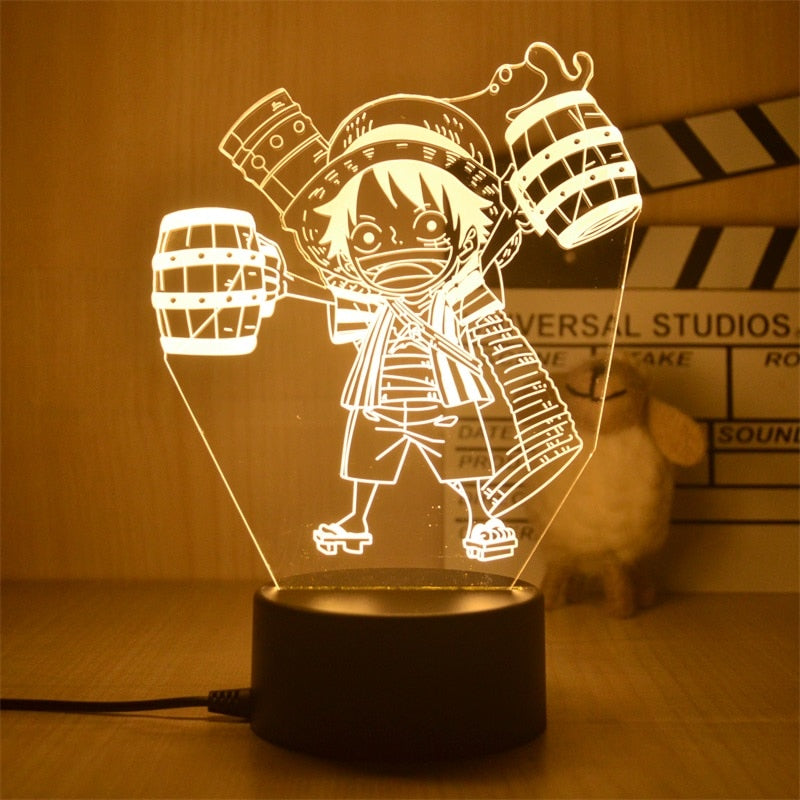 Anime One Piece Luffy Figure 3D Illusion LED Night Light Nightlight Touch Flash Light Desk Model Figure Toys