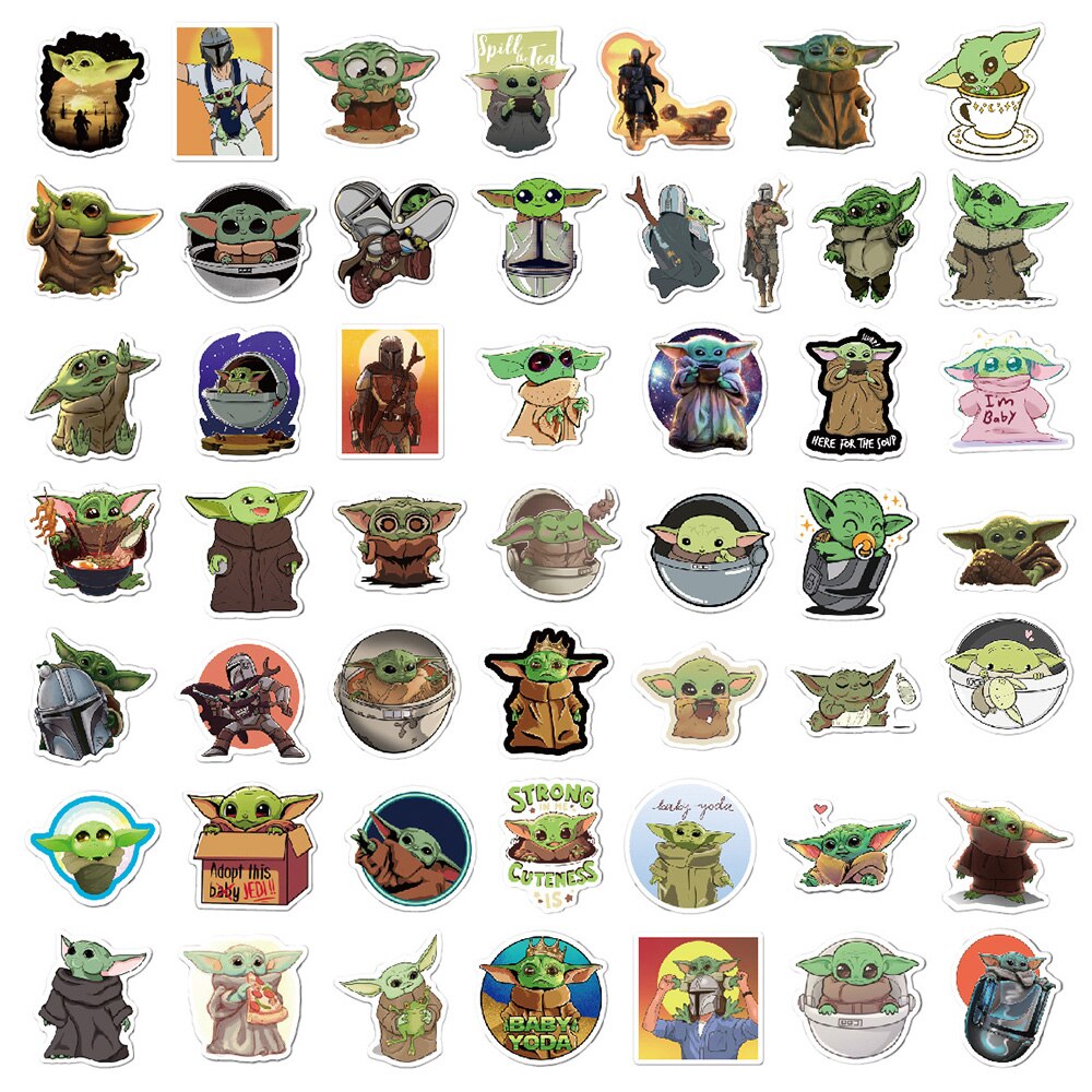 10/30/50pcs Disney Star Wars Baby Yoda Stickers Decal DIY Laptop Phone Case Luggage Waterproof Cute Cartoon Sticker Kids Toys