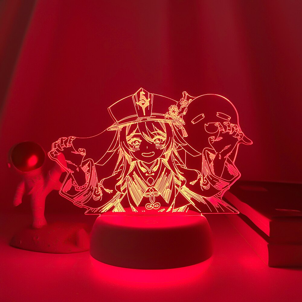 New Genshin Impact Night Light 3D Illusion Lamps Hutao Hot Game Light for Bedroom Decor LED Lights Atmosphere Bedside Kids Gifts