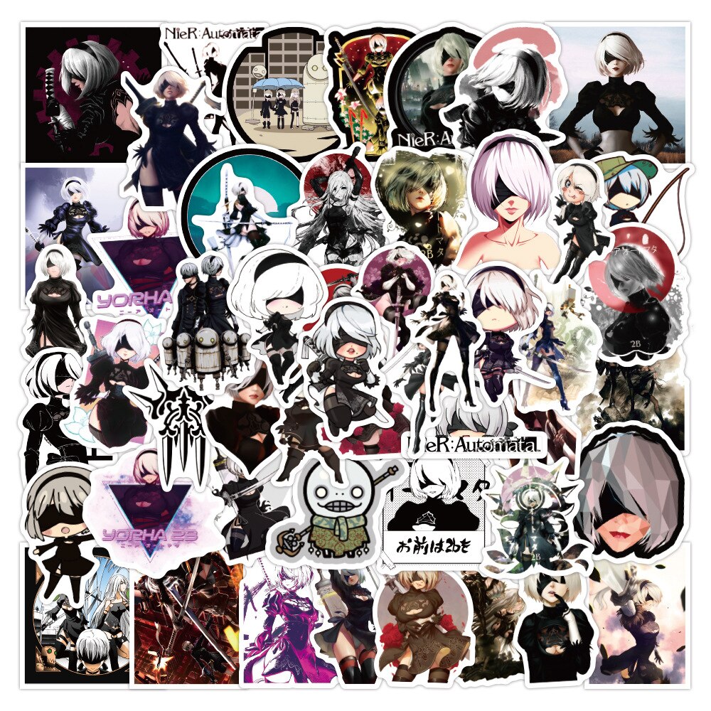 10/30/50PCS NieR:Automata Game Stickers Cool Graffiti Decals Kids Toy Waterproof PVC DIY Phone Suitcase Fridge Notebook Sticker