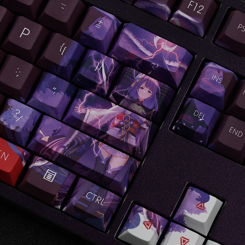 108 Keys PBT 5 Sides Dye Subbed Keycaps Anime Gaming Key Caps Cherry Profile Beelzebul Raiden Shogun Keycap For Genshin Impact