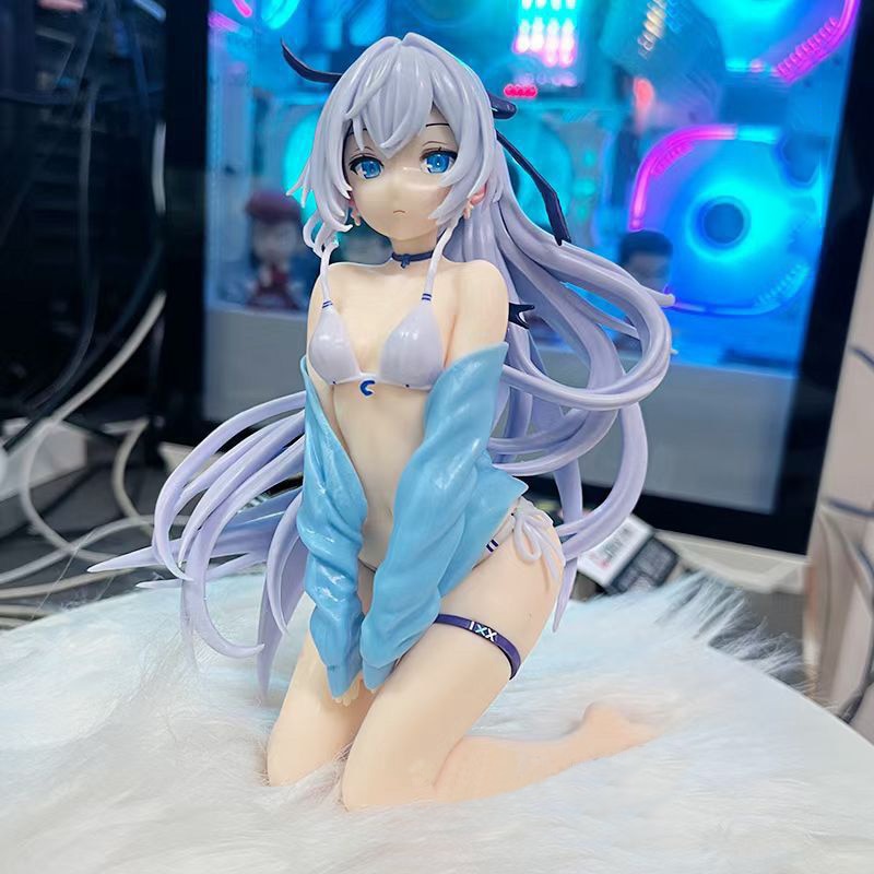 15cm God&#39;s Blessing On This Wonderful World Anime Figure Akuya Sauce Sexy Swimsuit Kneeling Figure Action Collectible Model Toys