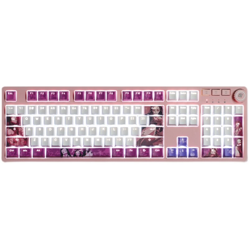 108 Keys PBT 5 Sides Dye Subbed Keycaps Cartoon Anime Gaming Key Caps Demon Slayer Kamado Nezuko Backlit Keycap For ANSI Layout