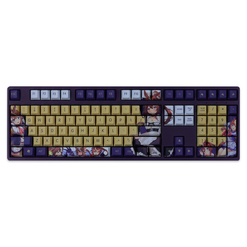 108 Keys/set 5 Sides PBT Dye Subbed Keycaps Cartoon Anime Gaming Key Caps Cherry Profile Keycap For Pretty Derby Tokai Teio