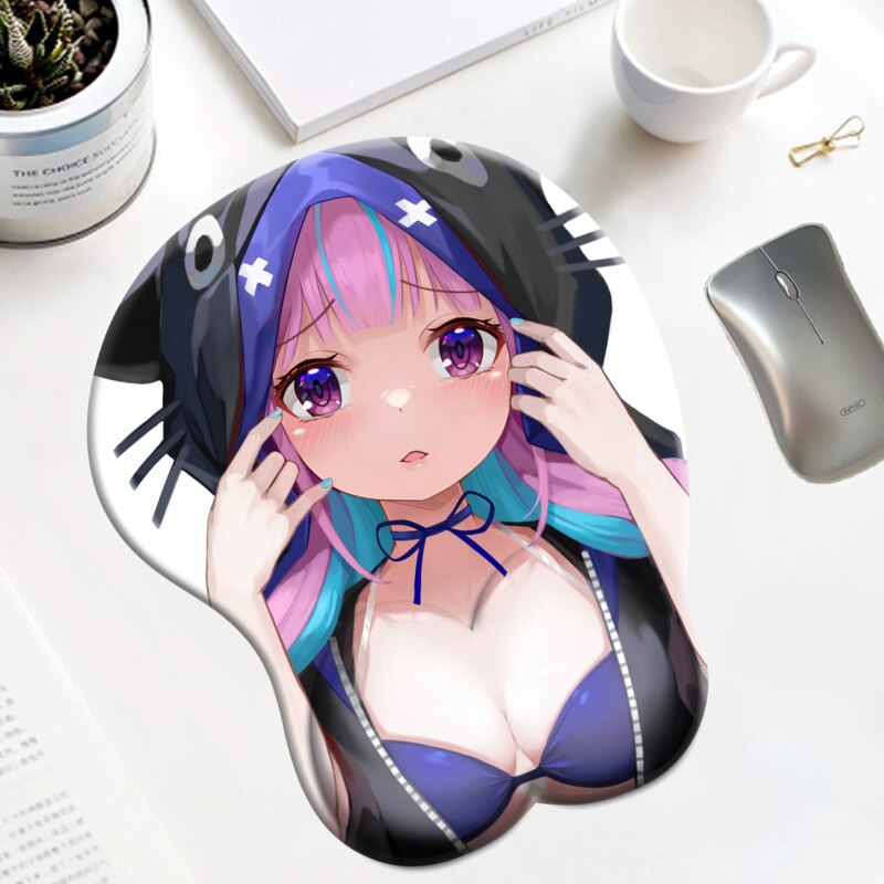 Hololive Inugami Korone Big Breast 3D Boobs Mousepad Silicone Gel Gaming with Wrist Rest Oppai Mouse Pad Cute Anime Desk Mat