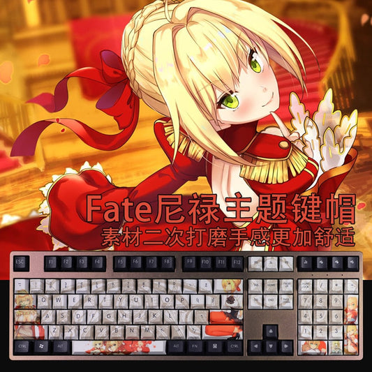 108 Keys PBT Dye Subbed Keycaps Cartoon Anime Gaming Key Caps Cherry Profile Keycap For Fate EXTRA Nero Saber