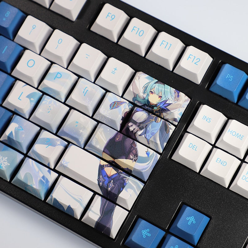 108 Keys PBT Dye Subbed Keycaps Cartoon Anime Gaming Key Caps Cherry Profile Genshin Impact Eula Keycap For ANSI 61 87 104 108