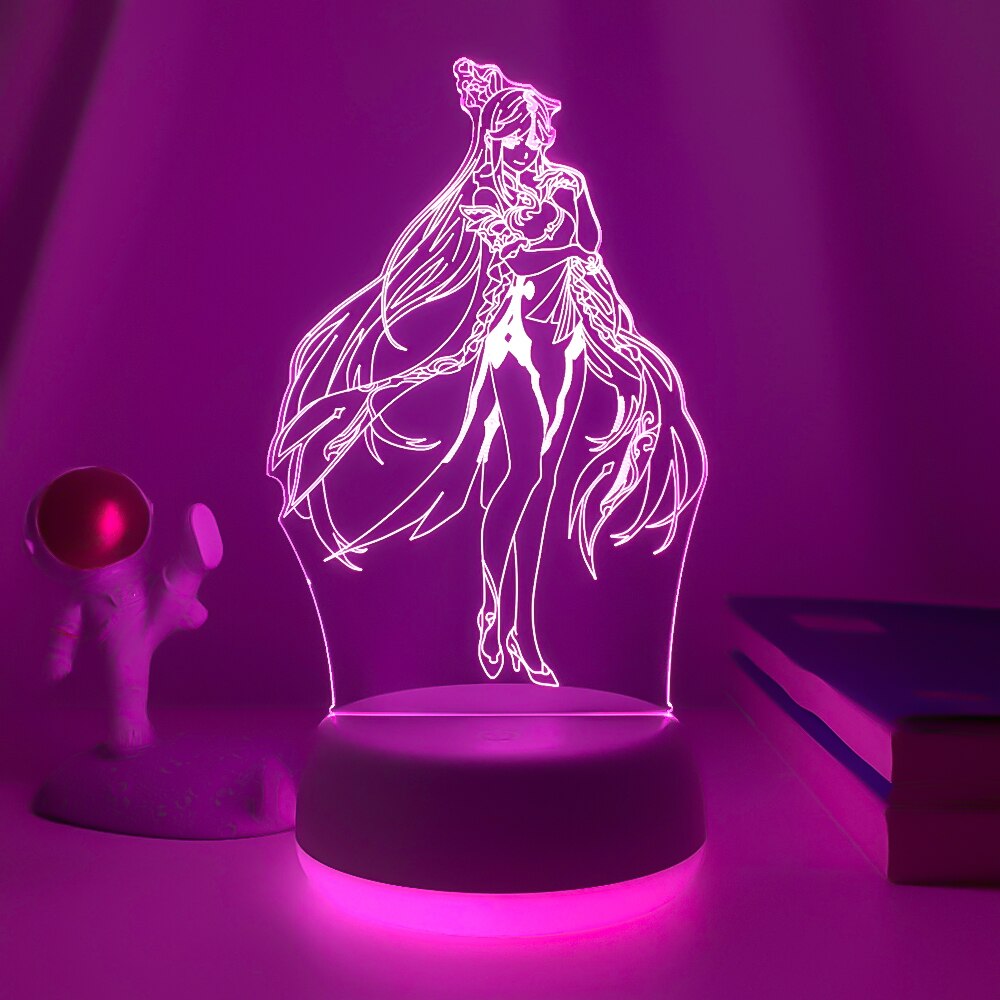 New Genshin Impact Night Light 3D Illusion Lamps Hutao Hot Game Light for Bedroom Decor LED Lights Atmosphere Bedside Kids Gifts