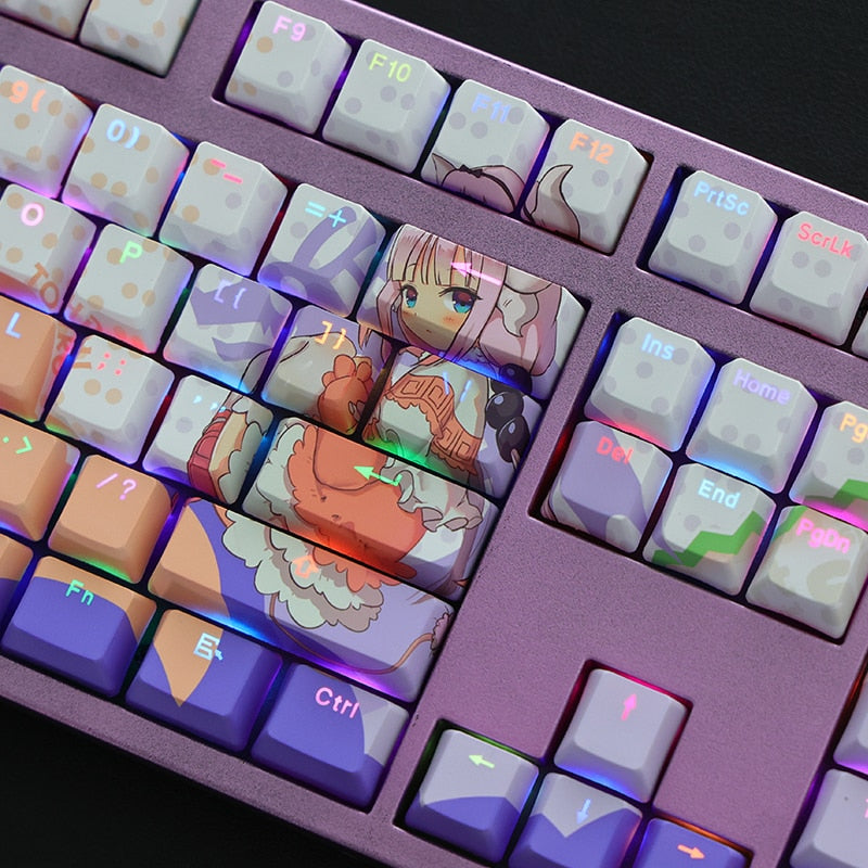 108 Keys/set 5 Sides PBT Dye Subbed Keycaps Cartoon Anime Gaming Key Caps Backlit Keycap For Miss Kobayashi's Dragon Maid