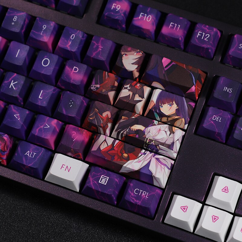 108 Keys/set PBT Dye Subbed Keycaps Cartoon Anime Gaming Key Caps Cherry Profile Keycap For Honkai Impact 3 Raiden Mei