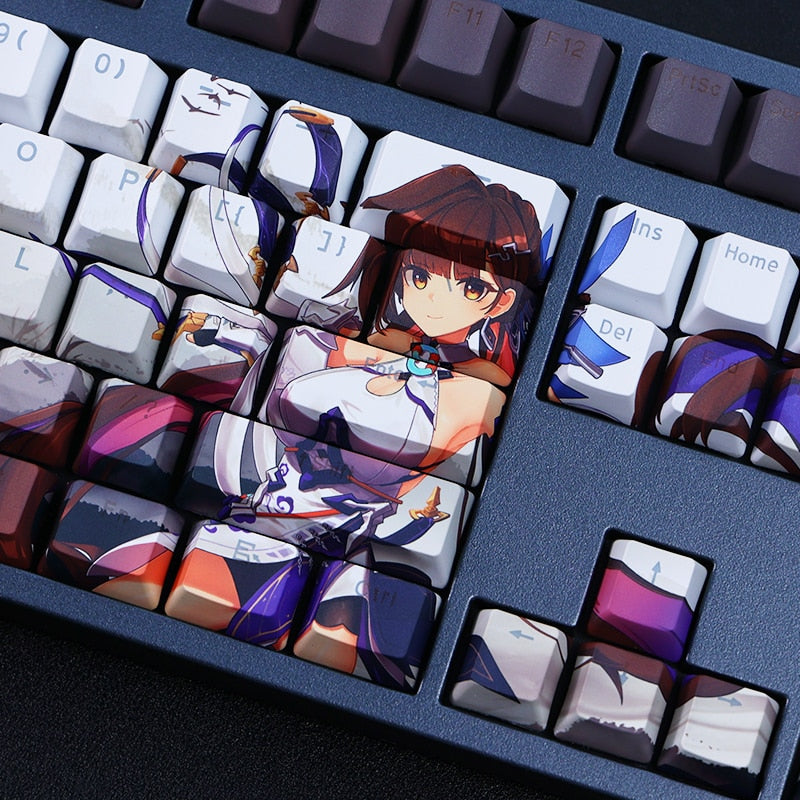 108 Keys/set PBT Dye Subbed Keycaps Honkai Impact 3 Cartoon Anime Gaming Key Caps OEM Profile Backlit Keycap For Moonscars