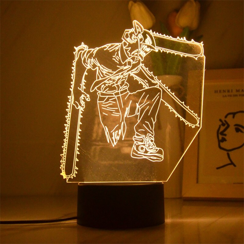 Anime Chainsaw Man Aki Hayakawa Led Night Lamp for Bedroom Decor Kids Birthday Gift Manga Chainsaw Man 3D Table lamp Bedside