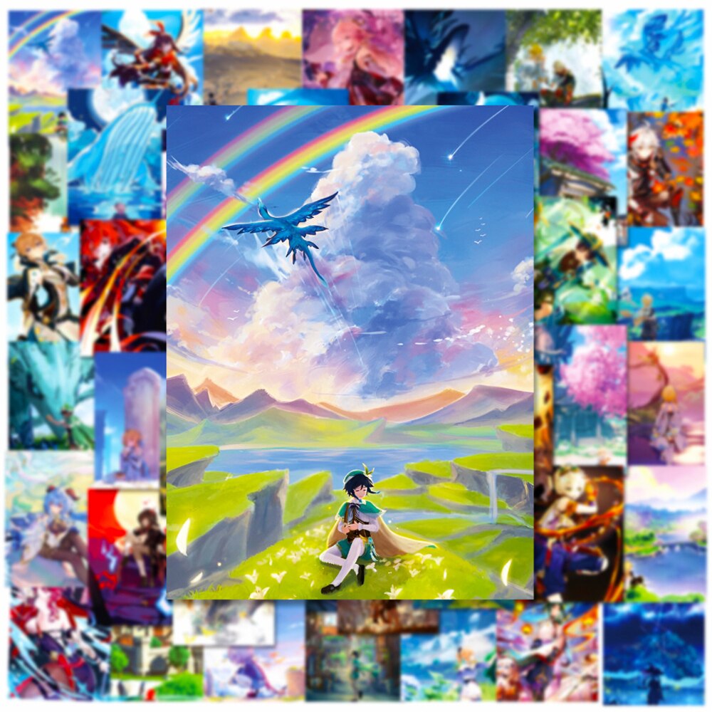 10/30/50pcs Kawaii Game Genshin Impact Poster Stickers Anime Aesthetic Decal Waterproof Decoration Cute Kids Cartoon Sticker Toy