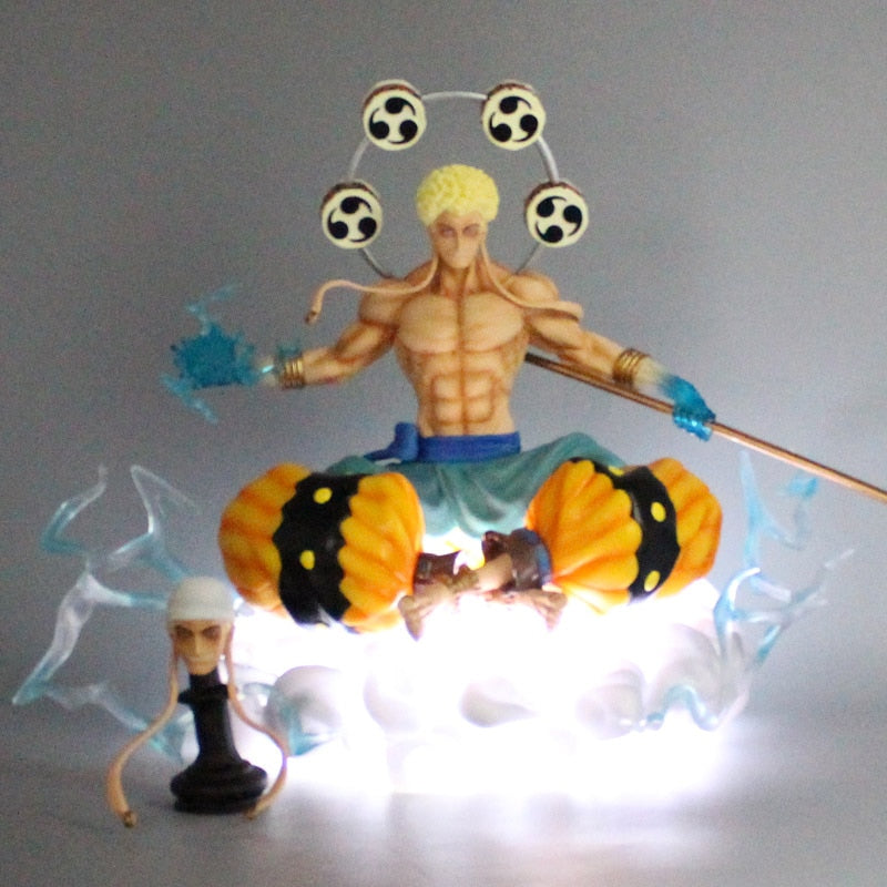 23cm Anime One Piece Figure GK Sitting Posture Thor Enel God Sky Piea Enel Action Figure PVC Collectible Model Toys Doll Gifts