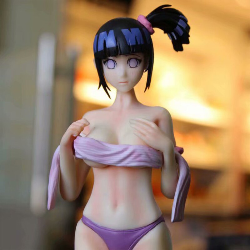 24cm Anime Naruto Action Figure Hyuuga Hinata Bathhouse Towel Swimsuit Sexy Girl Figurine PVC Collectible Model Toy Kid Gift