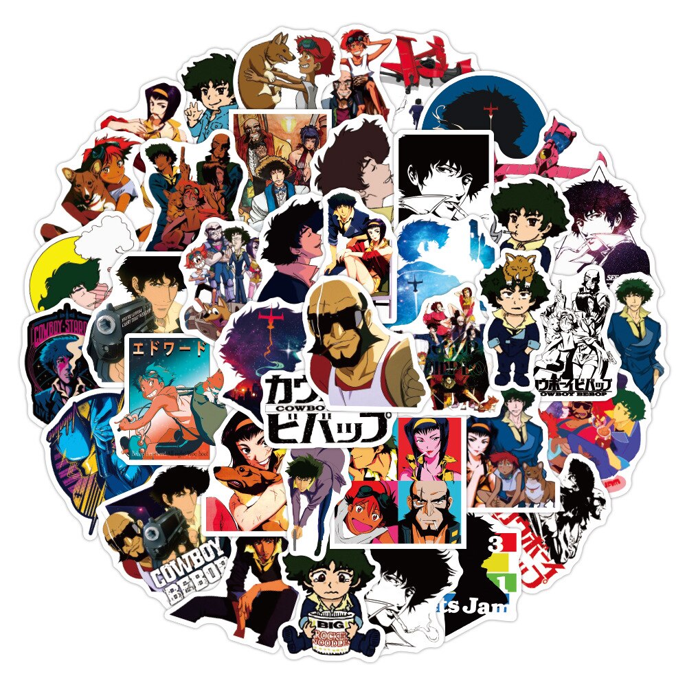 10/30/50PCS Anime Cowboy Bebop Stickers PVC Decals DIY Suitcase Fridge Guitar Skateboard Graffiti Cartoon Sticker Kids Toy Gift