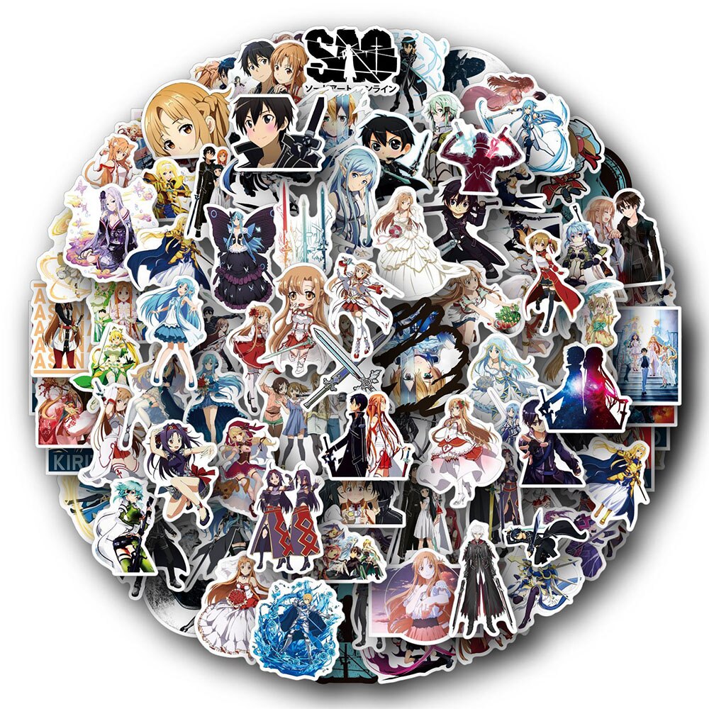 10/30/50/100PCS Sword Art Online Stickers Anime Cool Cartoon Sao Decals DIY Suitcase Fridge Laptop Phone Sticker Kids Toy Gift