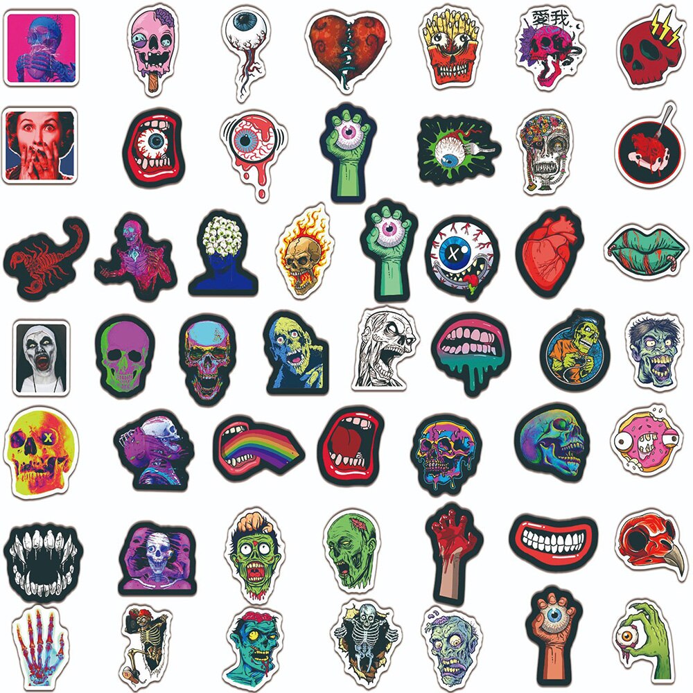 10/30/50/100PCS Horror Series Skull Eyeball Cartoon Sticker DIY Snowboard Laptop Luggage Cartoon Graffiti Decals Sticker