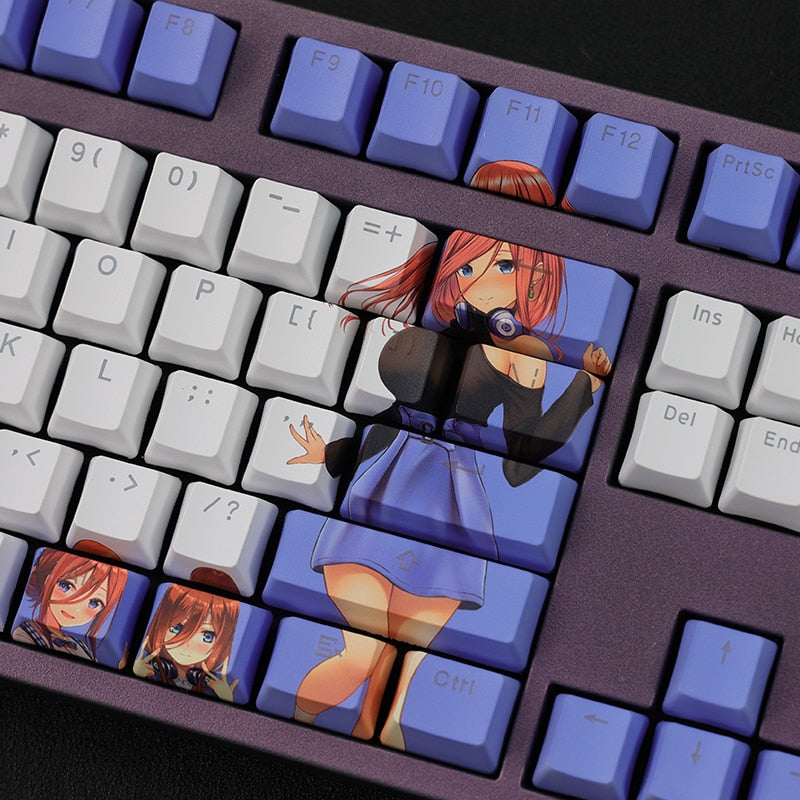 108 Keys PBT Dye Subbed Keycaps 2 Dimensional Cartoon Anime Gaming Key Caps OEM Profile Backlit Keycap For Nakano Miku