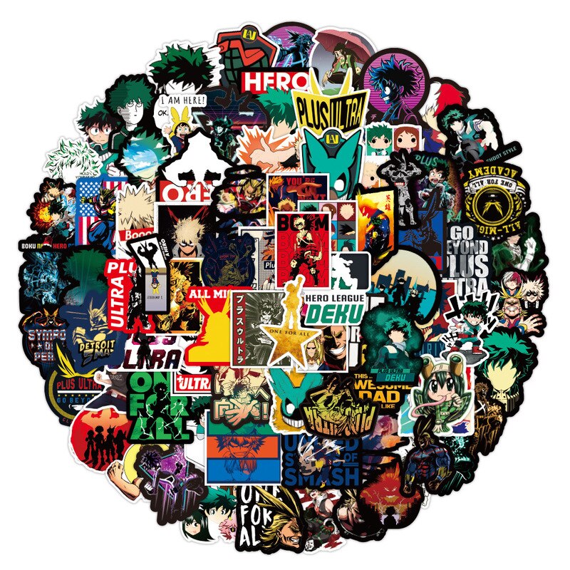 100pcs My Hero Academia Stickers Classic Japan Anime Sticker Modern Popular Laptop Luggage Car Skateboard Phone Decal