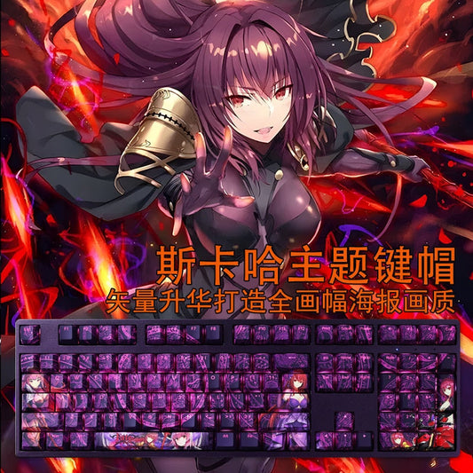 108 Keys PBT 5 Sides Dye Subbed Keycaps Cartoon Anime Gaming Key Caps Scathach Backlit Keycap For Fate Grand Order FGO