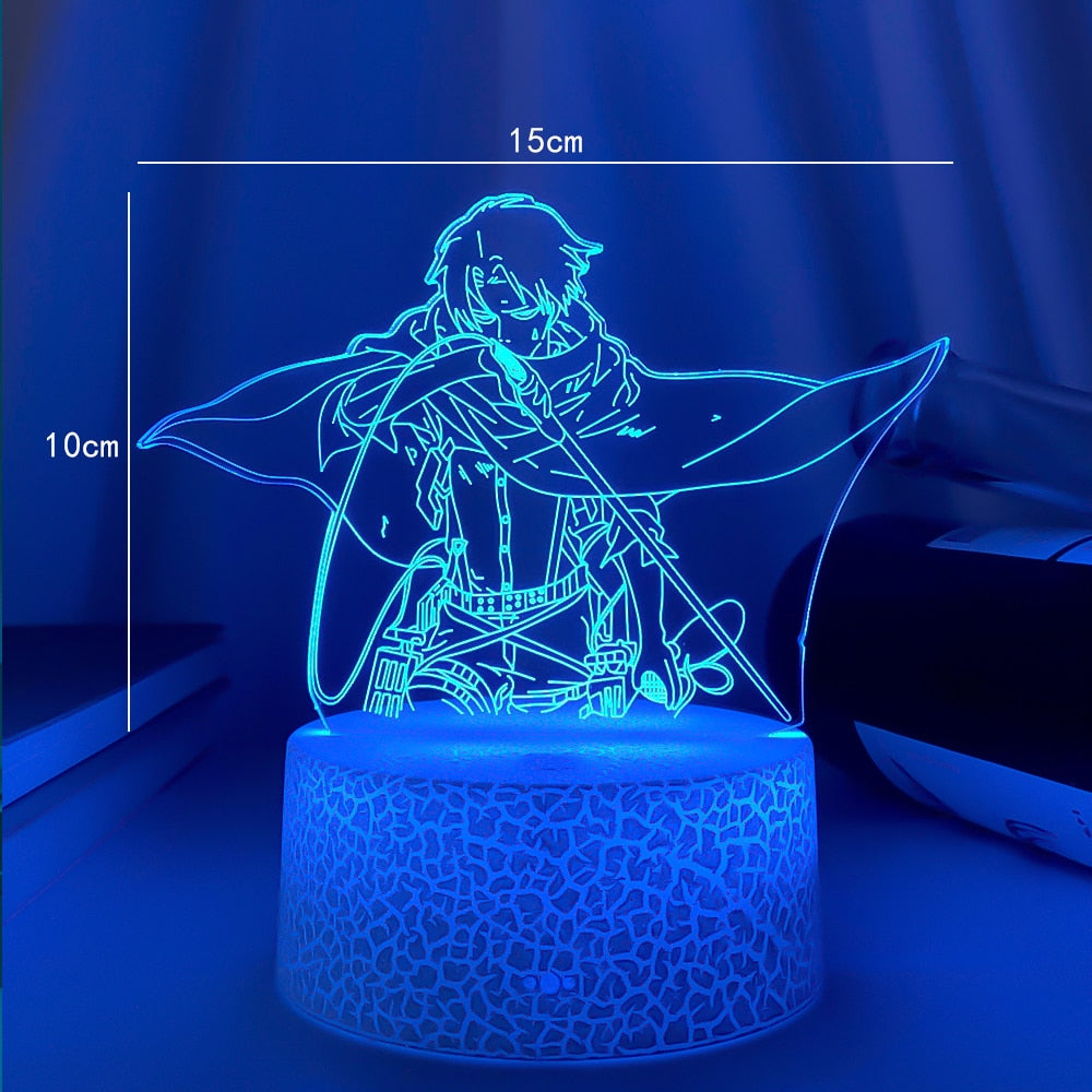 Attack On Titans LED Lamp Levi Ackerman 3D Anime Night Light Bedroom Decor Kid Lampe Home Decoration Lampara De Noche Dormitorio