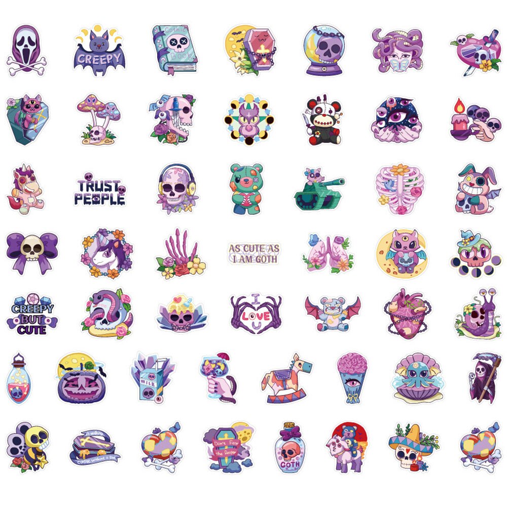 10/30/50/100PCS Cartoon Gothic Monster Skeleton Stickers Aesthetic Kids Toy Decoration Decals DIY Phone Notebook Bicycle Laptop