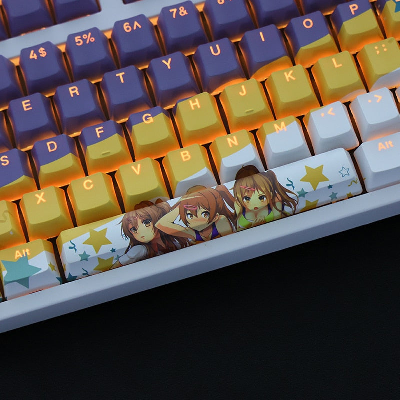 108 Keys PBT Dye Subbed Keycaps 2 Dimensional Cartoon Anime Gaming Key Caps OEM Profile Backlit Keycap For Love Mori Summer