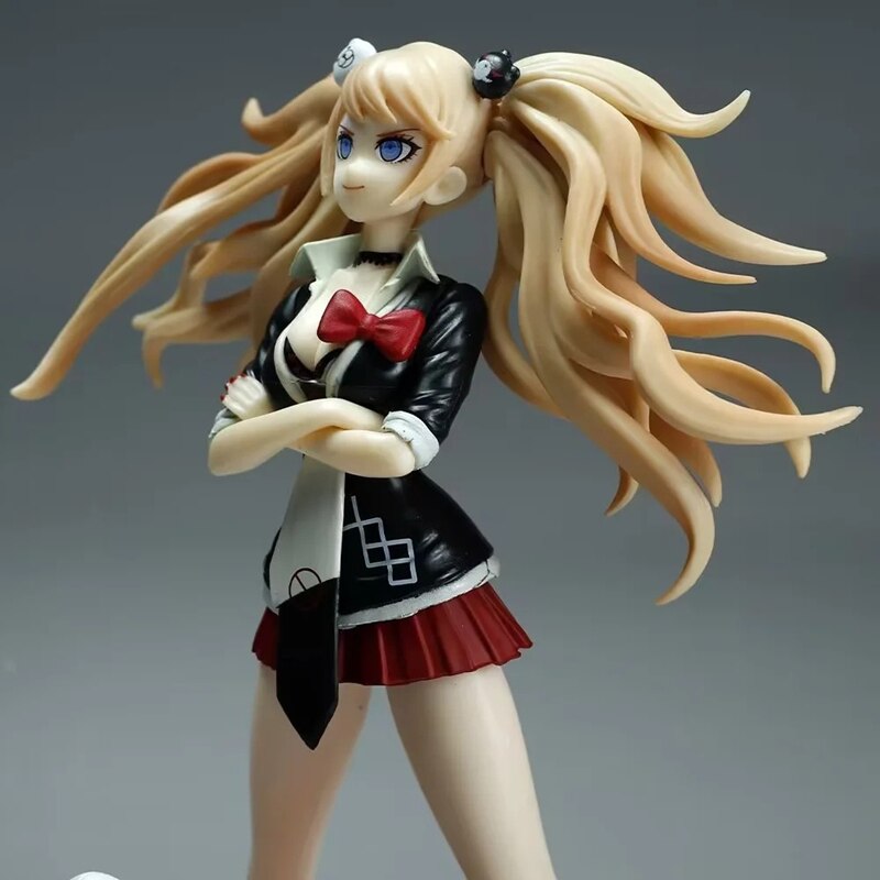 Anime Danganronpa Figure Enoshima Junko Standing Anime Action Figure Sexy Girls Figure With Bear PVC Model Childrens Toys Gifts