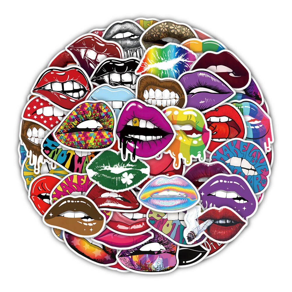 10/30/50PCS Sexy Lips Stickers Aesthetic Graffiti Decals DIY Laptop Notebook Phone Suitcase Cartoon PVC Sticker Classic Toy Gift