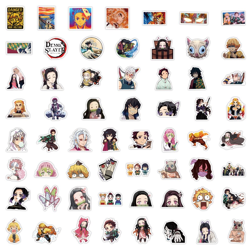 10/30/60/120PCS Cool Anime Demon Slayer Stickers Graffiti Decals Kids Toys DIY Laptop Suitcase Fridge Skateboard PVC Sticker