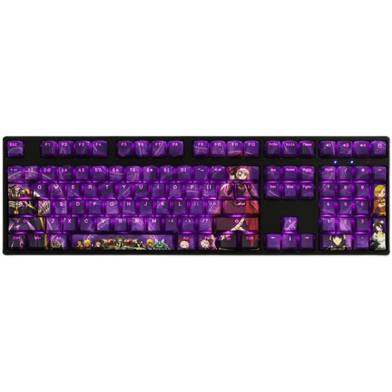 108 Keys/set 5 Sides PBT Dye Subbed Keycaps Cartoon Anime Gaming Key Caps Backlit Keycap For Overlord Albedo