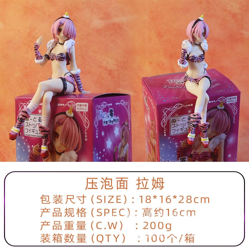 16CM Rem Ram Figure Anime RE: Zero-Starting Life in Another World Sexy Leopard Print Clothes Model Dolls Toy Girls Gift Collect